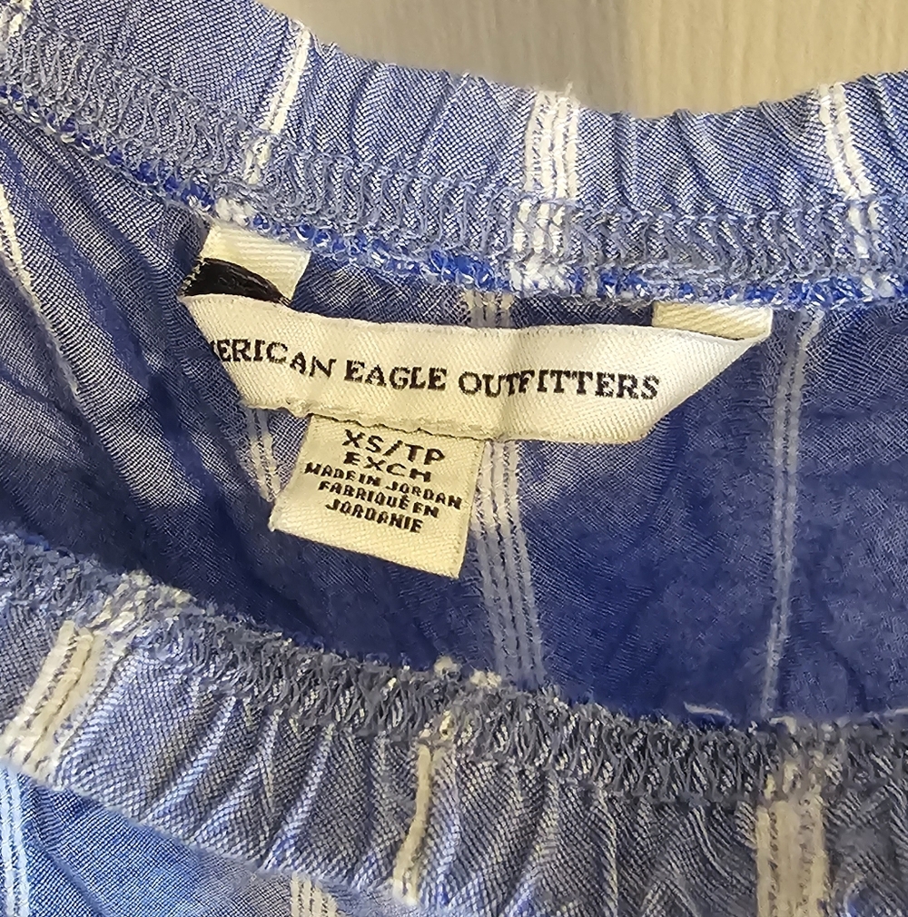 American Eagle Outfitters Off Shoulder Striped Mini Dress Blue & White; XS - Picture 2 of 6